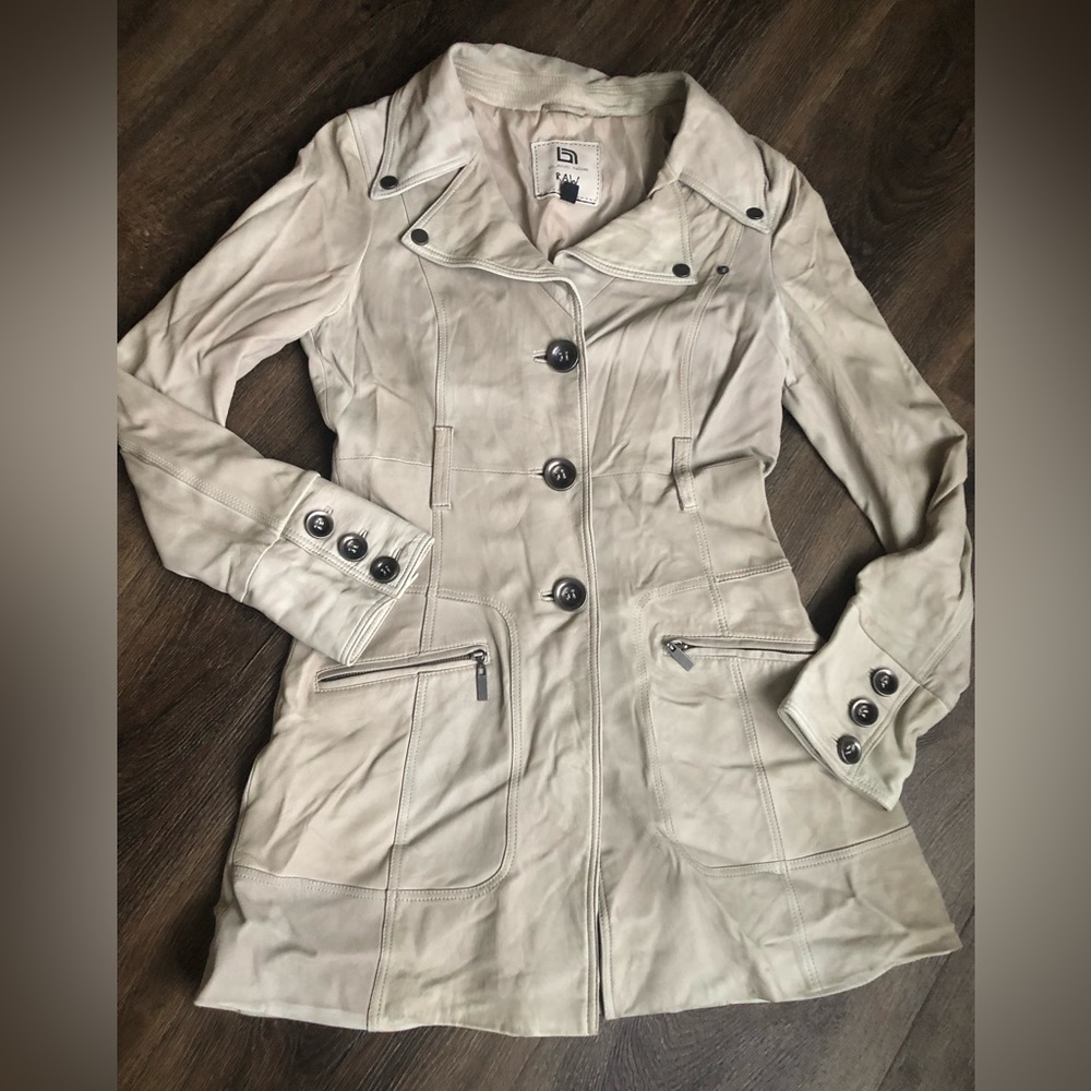 Blank Noir Raw genuine leather long jacket.
